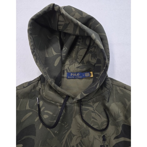 Polo Ralph Lauren Hoodie Mens M Green Camo Hawaiian Print Pullover LIMITED USE - Picture 9 of 9